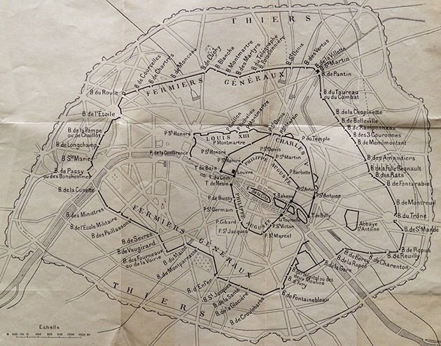 1923年発行　パリの外郭変遷図