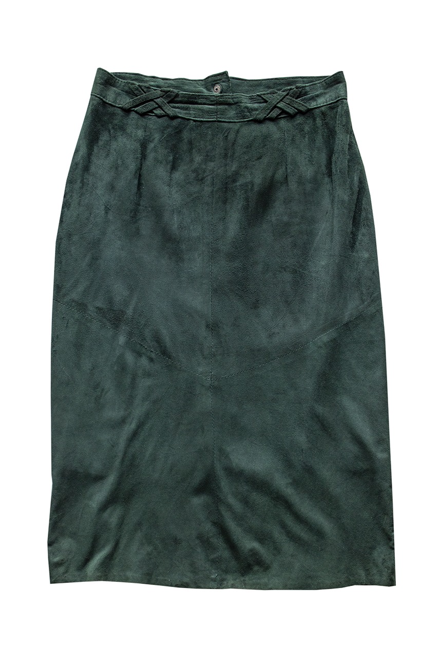 1970年代の深緑色スウェード地スカート
