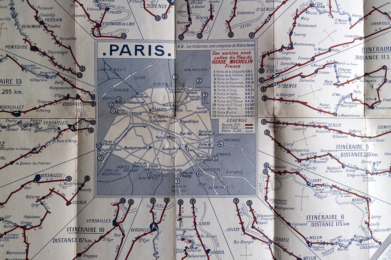 1936年パリ郊外サイクリングコース地図