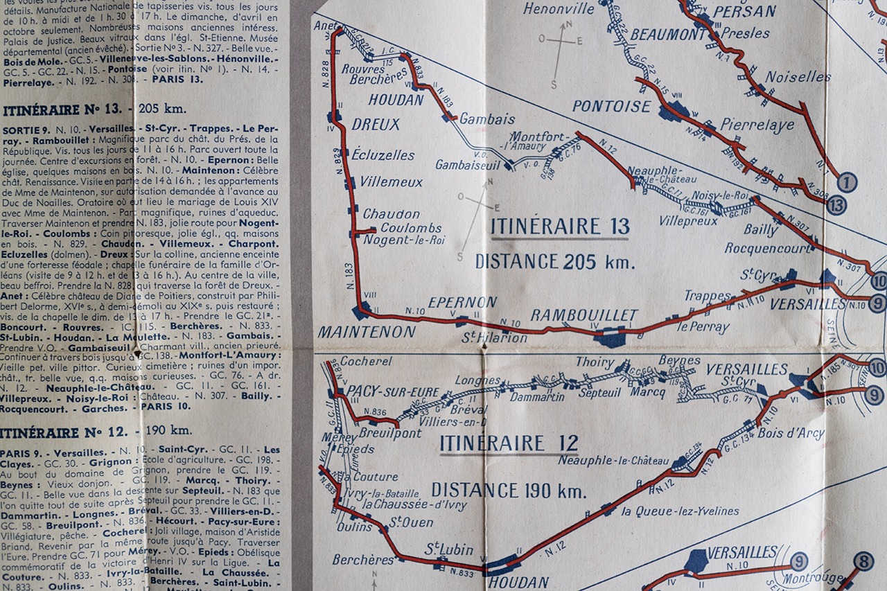 1936年パリ郊外サイクリングコース地図
