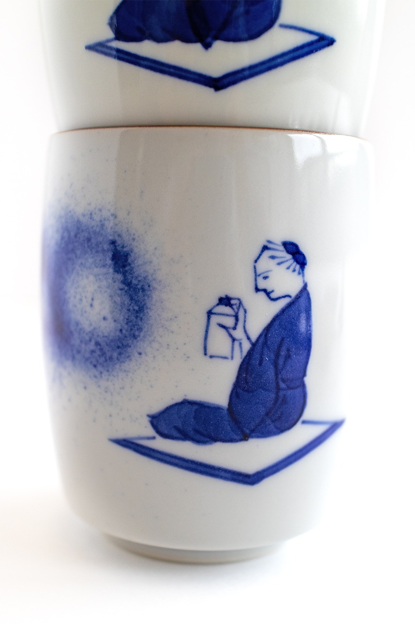 Kutani Choemon, tasses à thé (Boombox et Graffiti) 上出長右衛門 九谷焼
